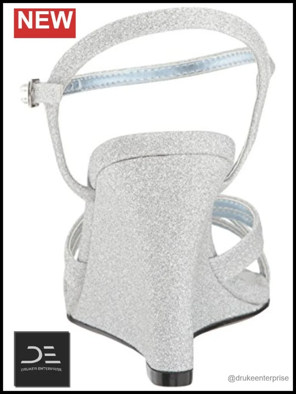 Touch Ups Buffy Wedge Sandals Open Toe Ankle Strap Glitter Rhinestone